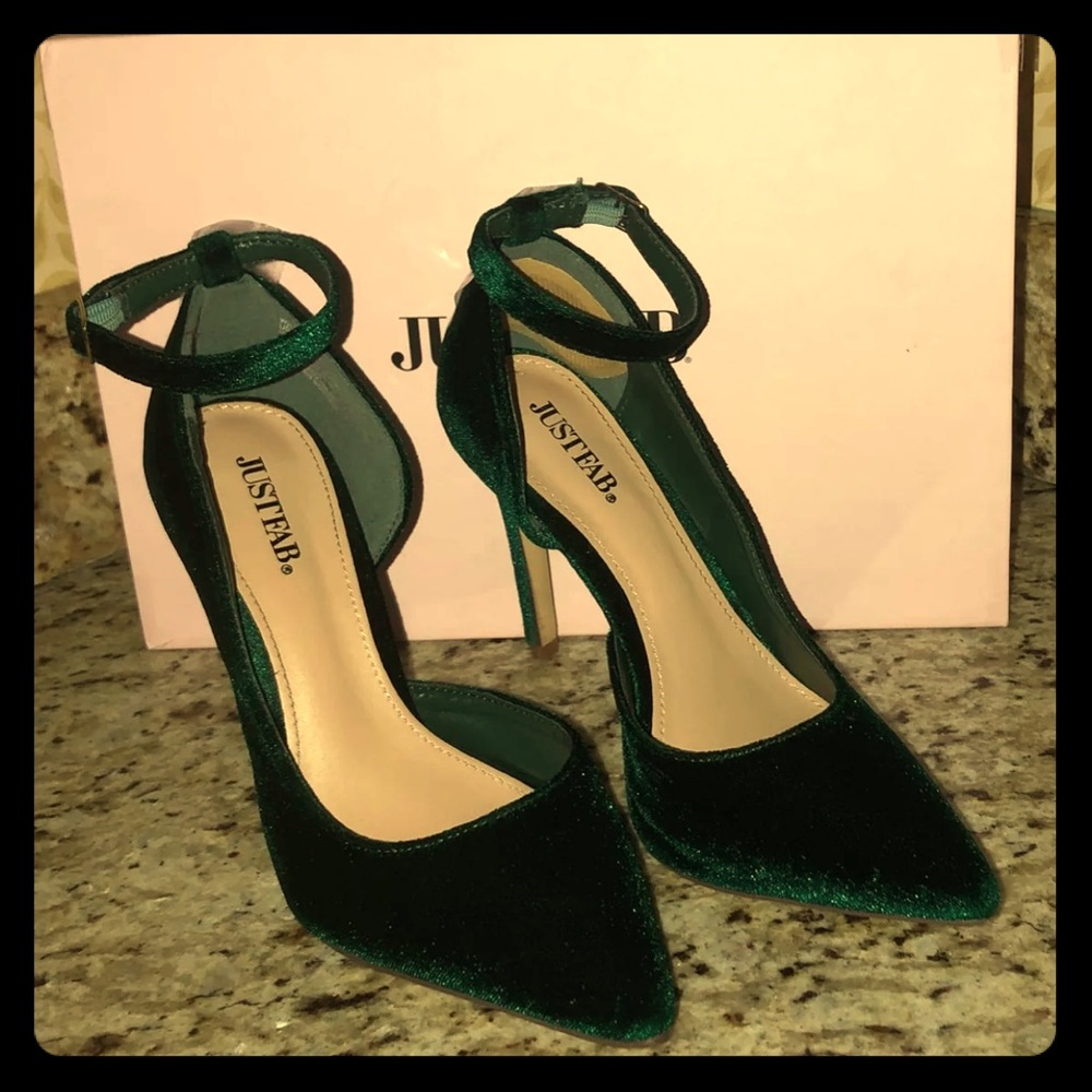 Emerald Green Velvet Heels
